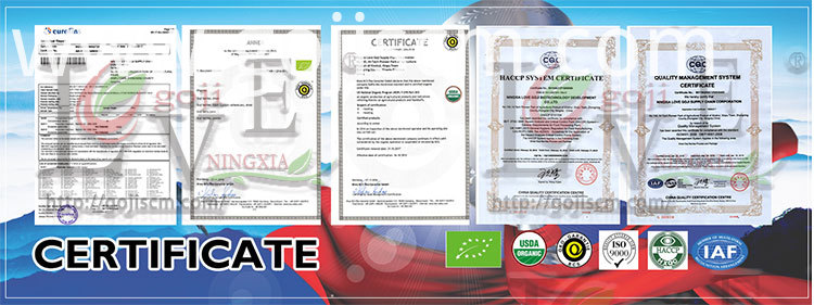New Natural Goji Berry certificate New Natural Goji Berry certificate